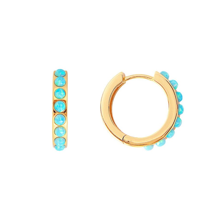 Jewelry FAIRLEY Huggies | Blue Opal Crystal Midi Hoops