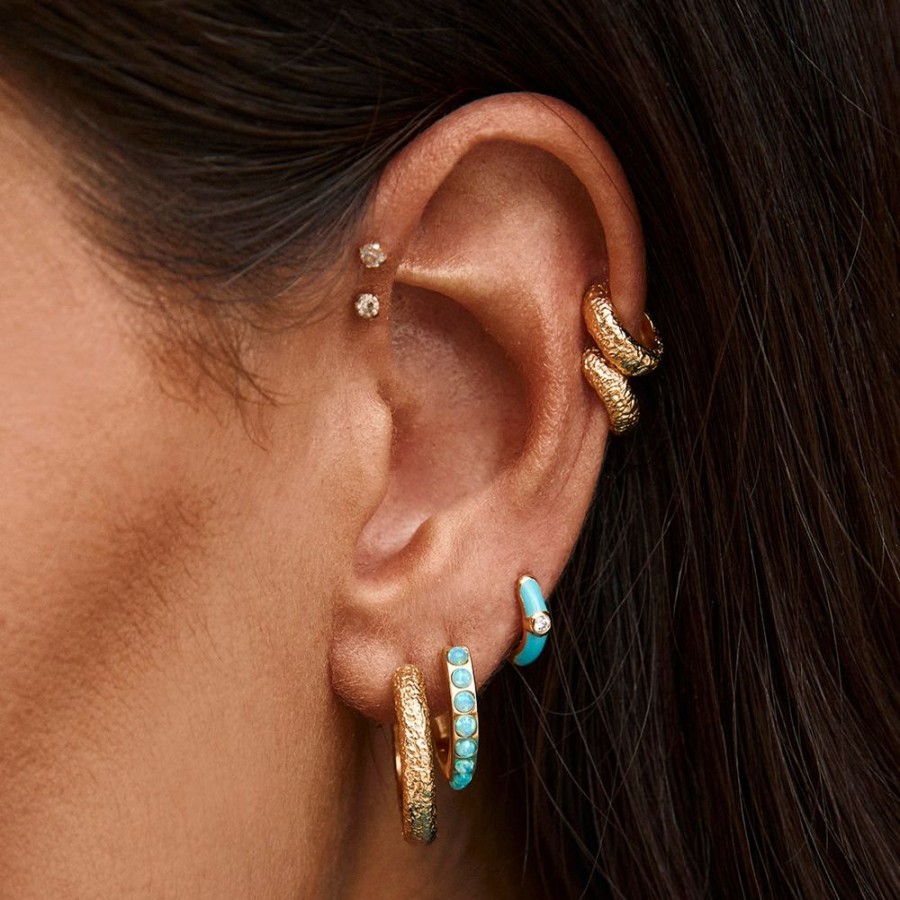 Jewelry FAIRLEY Huggies | Blue Opal Crystal Midi Hoops