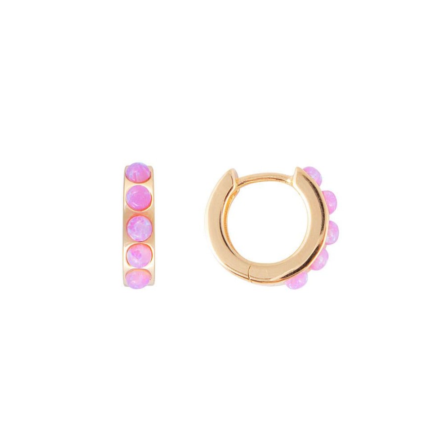 Jewelry FAIRLEY Huggies | Pink Opal Crystal Huggies