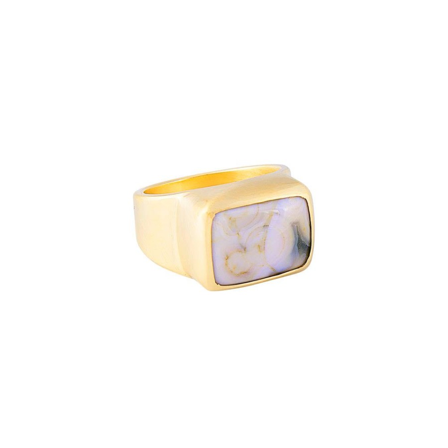 Jewelry FAIRLEY Gemstone | Imperial Jasper Cocktail Ring (Cream)