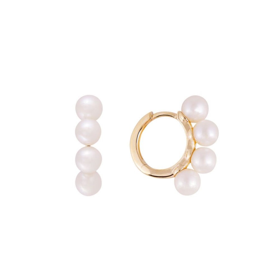 Jewelry FAIRLEY Pearl | 14K Solid Gold Pearl Huggies