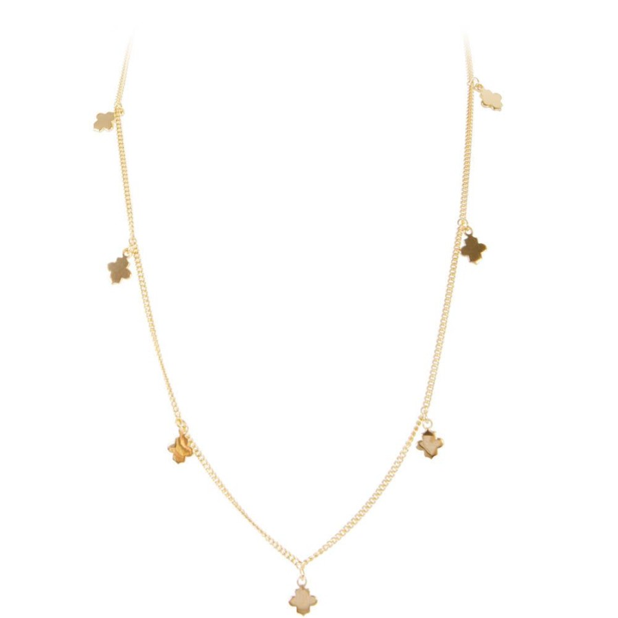 Jewelry FAIRLEY Silver & Gold | Clover Charm Necklace-Gold