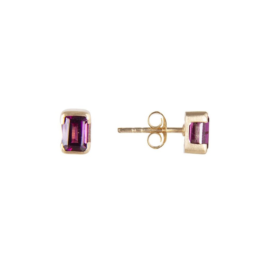 Jewelry FAIRLEY Gemstone | January Birthstone Studs-Rhodolite