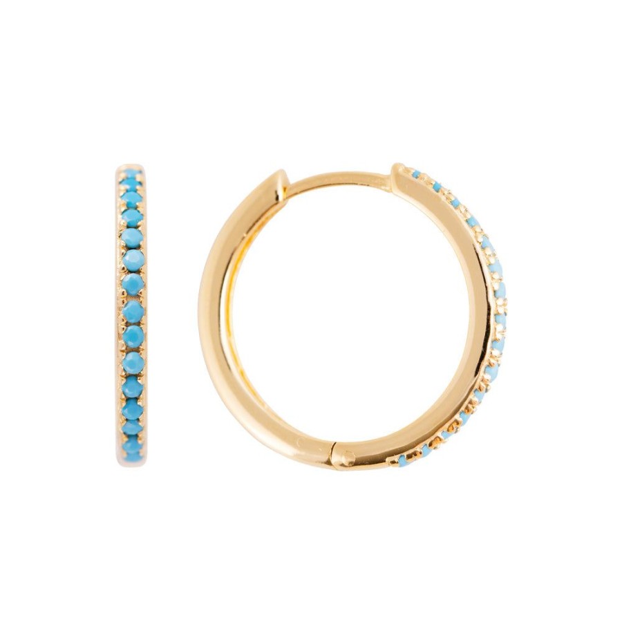 Jewelry FAIRLEY Huggies | Turquoise Pave Maxi Hoops