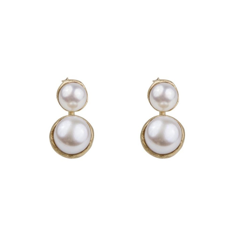 Jewelry FAIRLEY Pearl | Double Pearl Ear Jackets-Gold