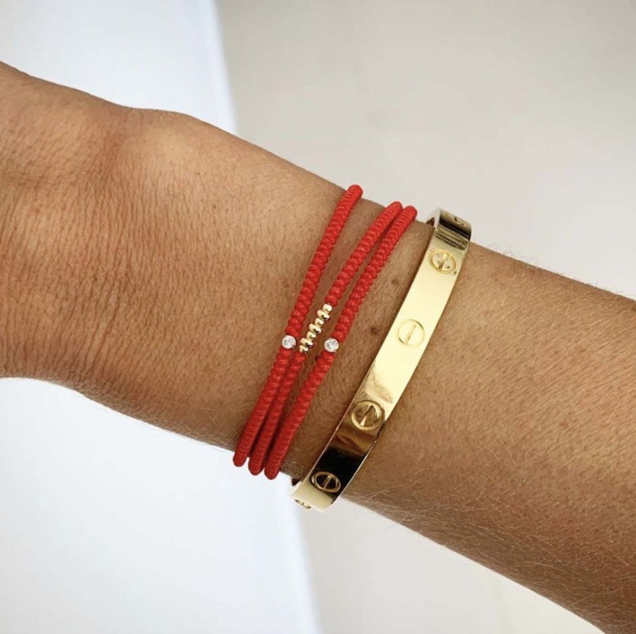 Jewelry FAIRLEY Gemstone | Diamond 18K Gold Friendship Bracelet-Red