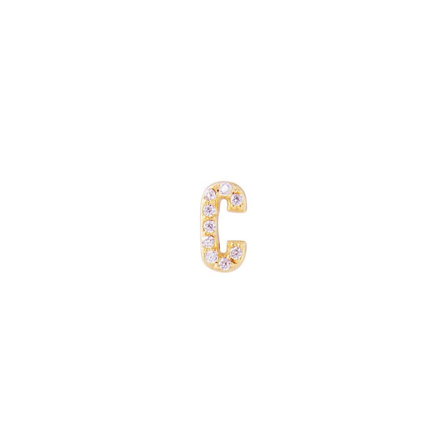 Jewelry FAIRLEY Crystal | Letter Pave Stud-C