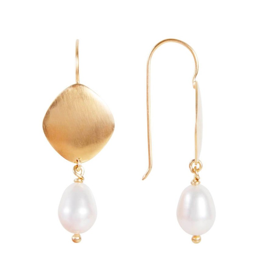 Jewelry FAIRLEY Pearl | Pearl Disc Drops-Gold