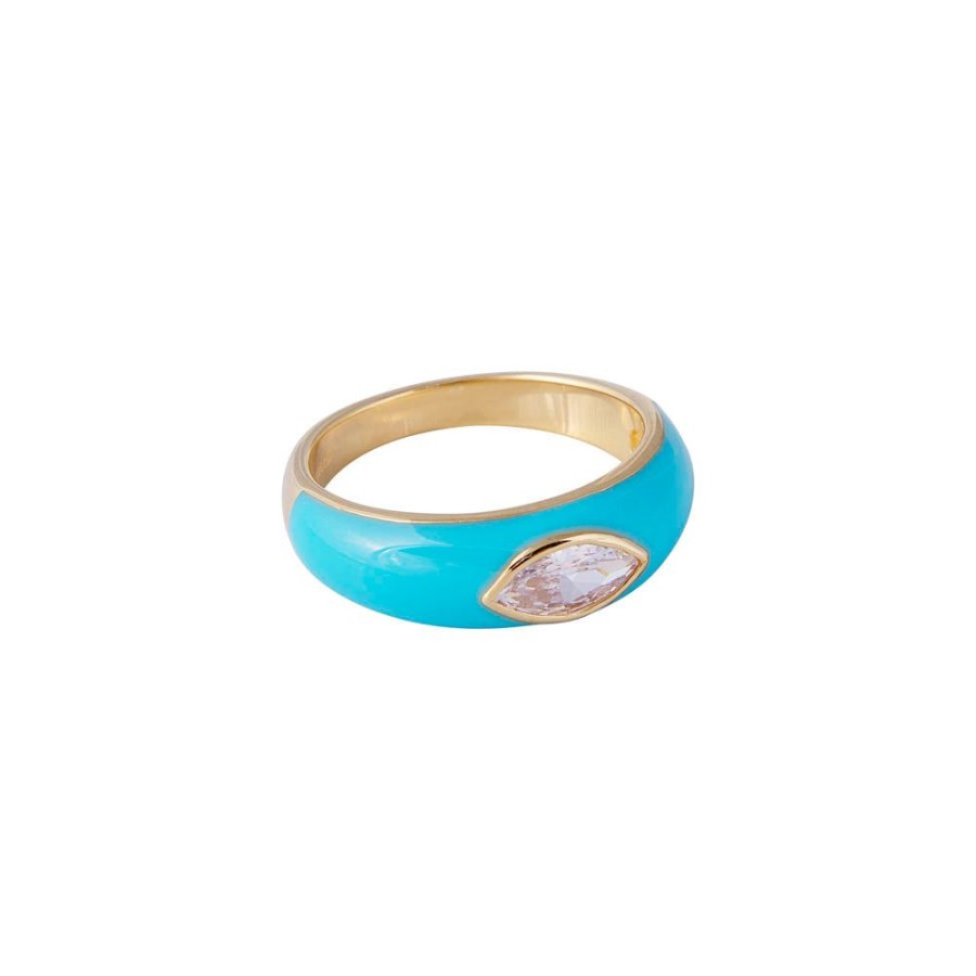 Jewelry FAIRLEY Crystal | Turquoise Enamel Marquise Ring