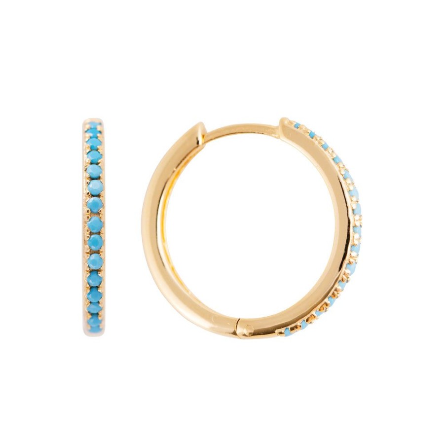 Jewelry FAIRLEY Crystal | Turquoise Pave Maxi Hoops