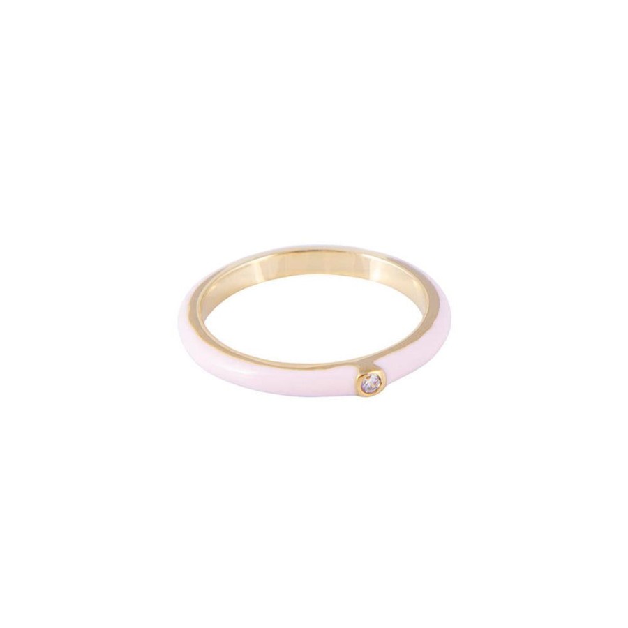 Jewelry FAIRLEY Crystal | Pink Flamingo Enamel Stacker Ring