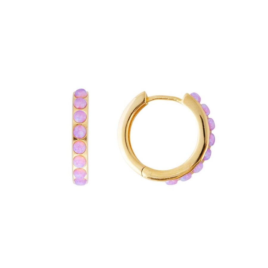 Jewelry FAIRLEY Crystal | Pink Opal Crystal Midi Hoops