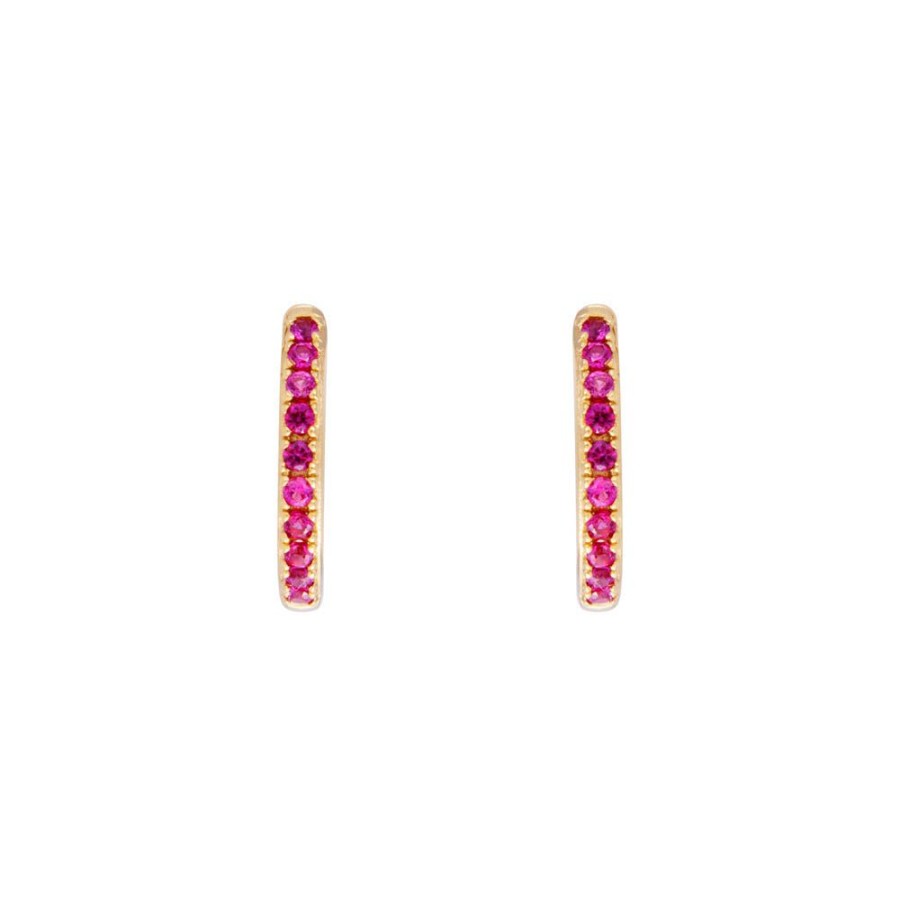 Jewelry FAIRLEY Huggies | Pink Pave Midi Hoops