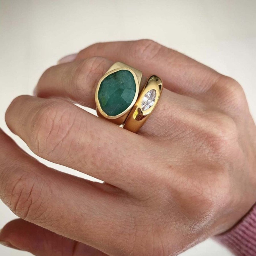 Jewelry FAIRLEY Gemstone | Free-Form Emerald Cocktail Ring