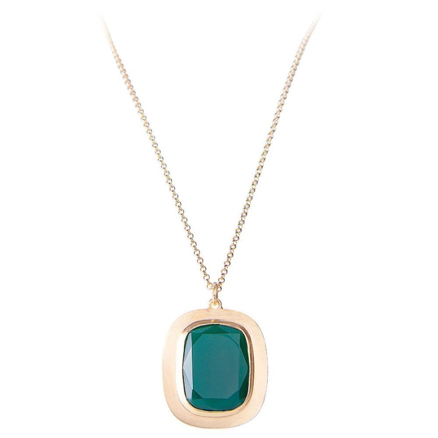 Jewelry FAIRLEY Gemstone | Green Agate Pendant Necklace