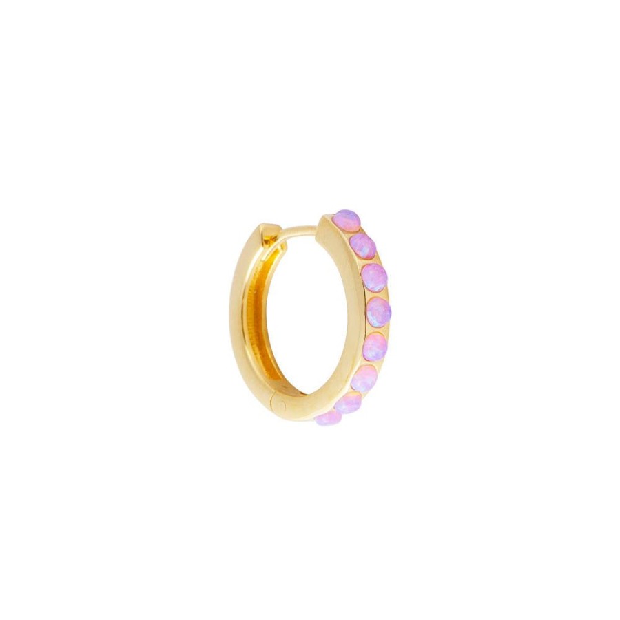 Jewelry FAIRLEY Huggies | Pink Opal Crystal Midi Hoops