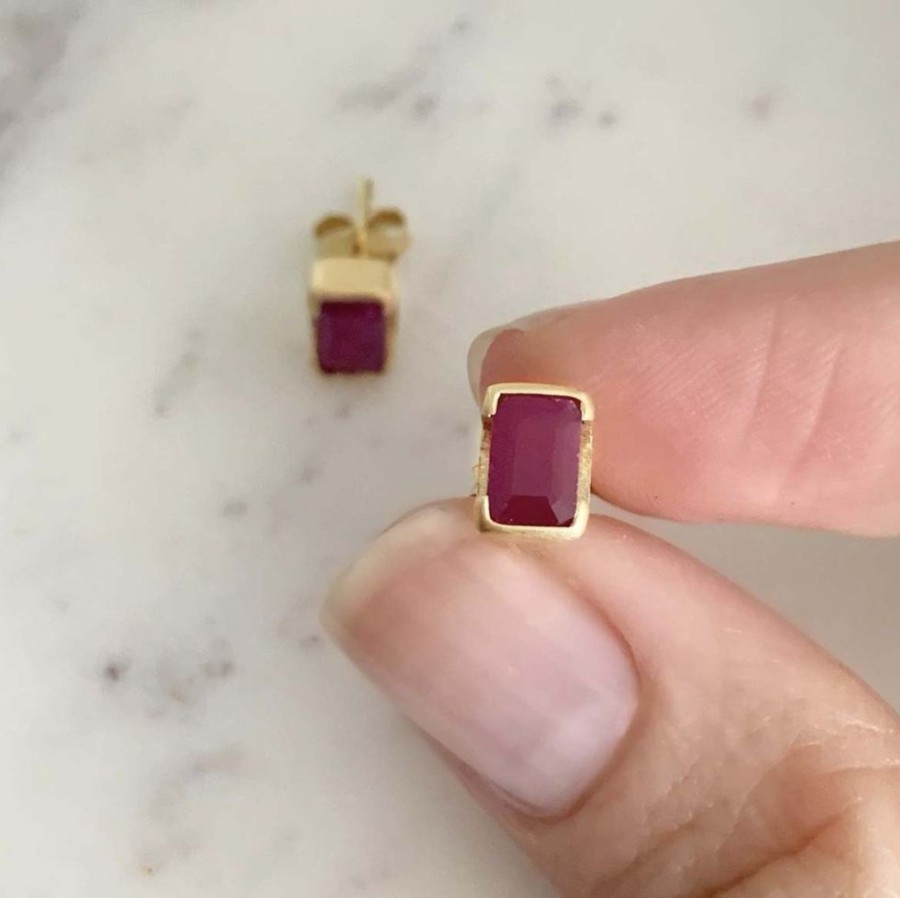 Jewelry FAIRLEY Gemstone | July Birthstone Studs-Ruby