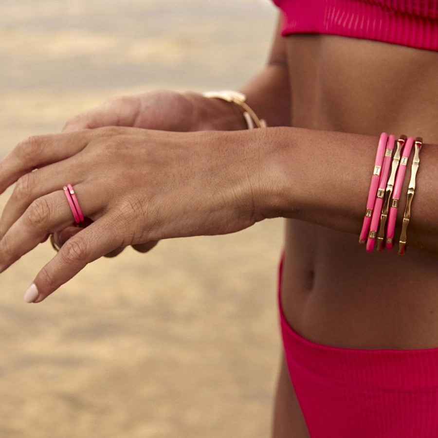 Jewelry FAIRLEY Crystal | Hot Pink Enamel Stacker Ring