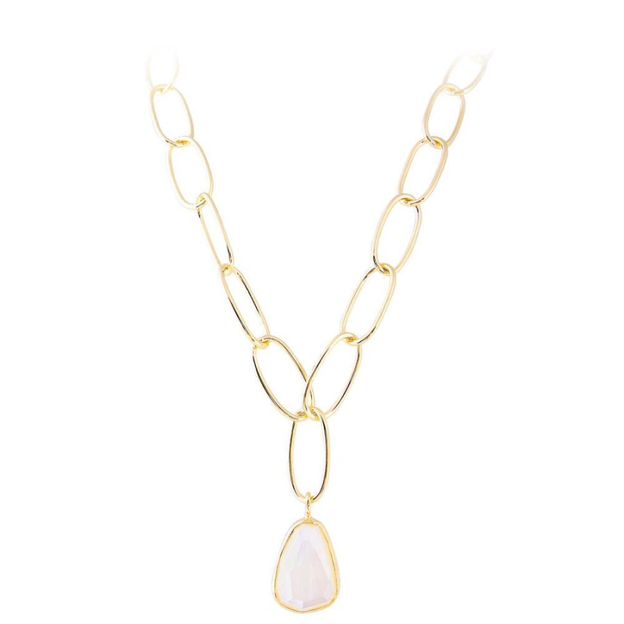 Jewelry FAIRLEY Gemstone | Free-Form Mother Of Pearl Link Necklace