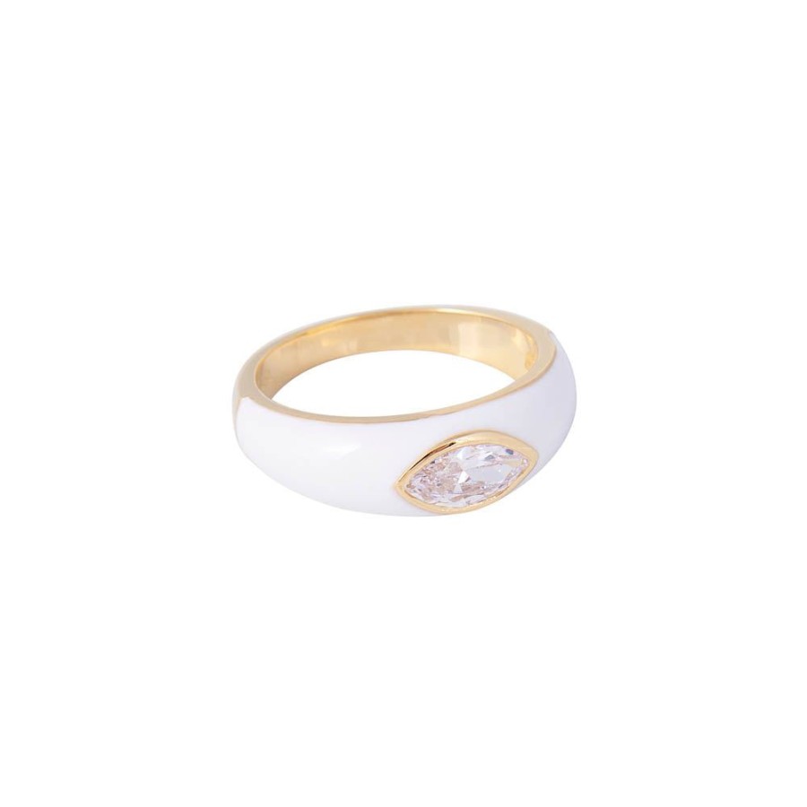 Jewelry FAIRLEY Crystal | Coconut Enamel Marquise Ring