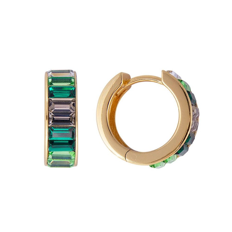 Jewelry FAIRLEY Crystal | Green Ombre Midi Hoops