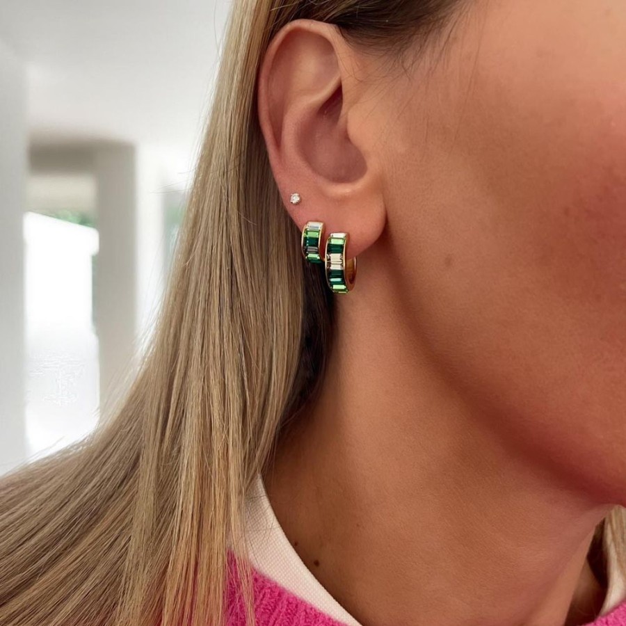 Jewelry FAIRLEY Crystal | Green Ombre Midi Hoops