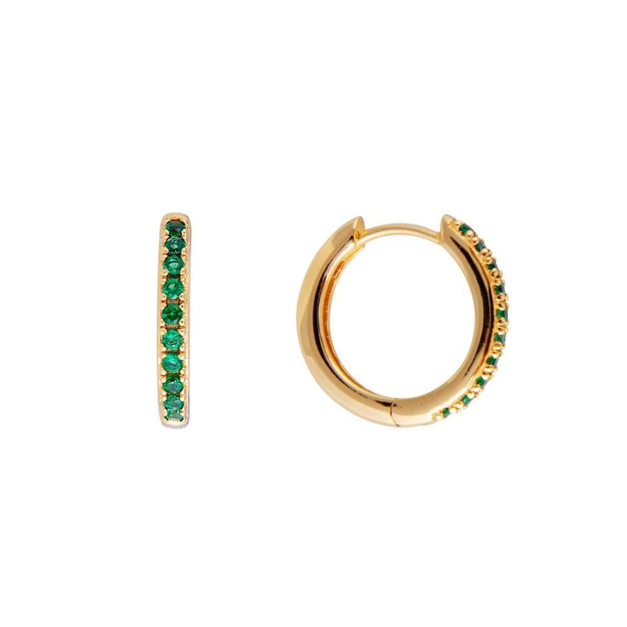 Jewelry FAIRLEY Crystal | Green Pave Midi Hoops