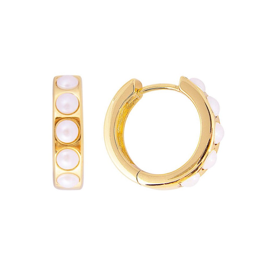 Jewelry FAIRLEY Huggies | Crystal Pearl Midi Hoops