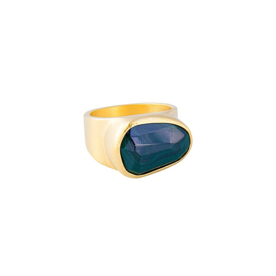 Jewelry FAIRLEY Gemstone | Free-Form Malachite Cocktail Ring