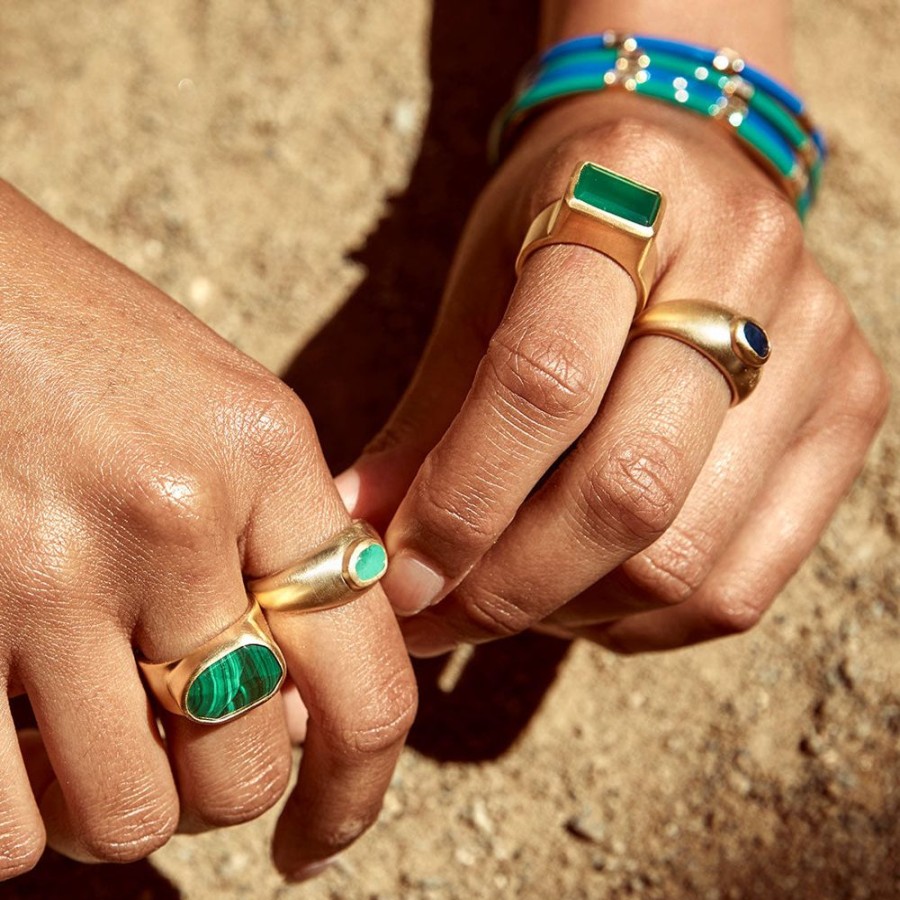 Jewelry FAIRLEY Gemstone | Free-Form Malachite Cocktail Ring