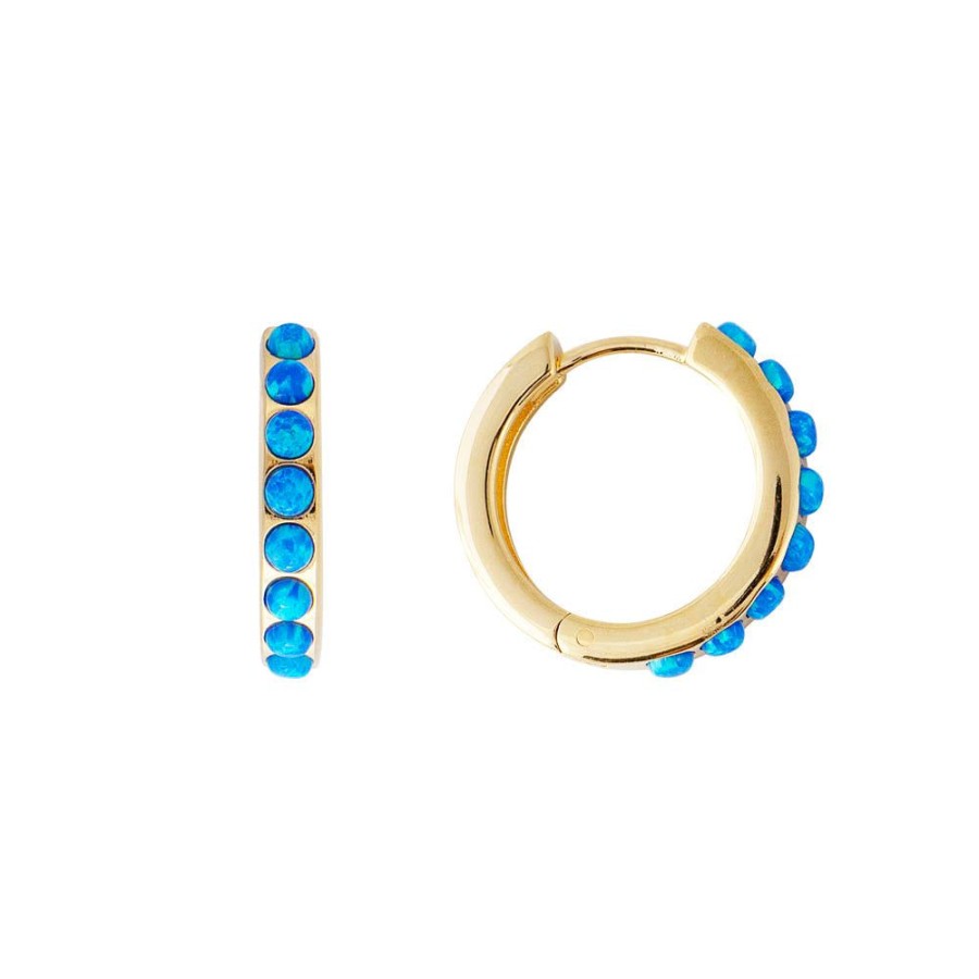 Jewelry FAIRLEY Huggies | Indigo Opal Crystal Midi Hoops