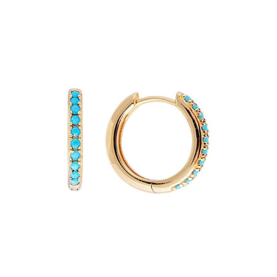 Jewelry FAIRLEY Crystal | Turquoise Pave Midi Hoops