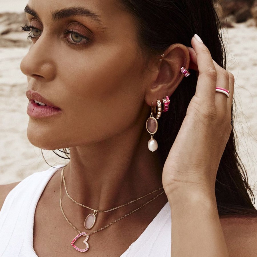 Jewelry FAIRLEY Huggies | Pink Ombre Midi Hoops