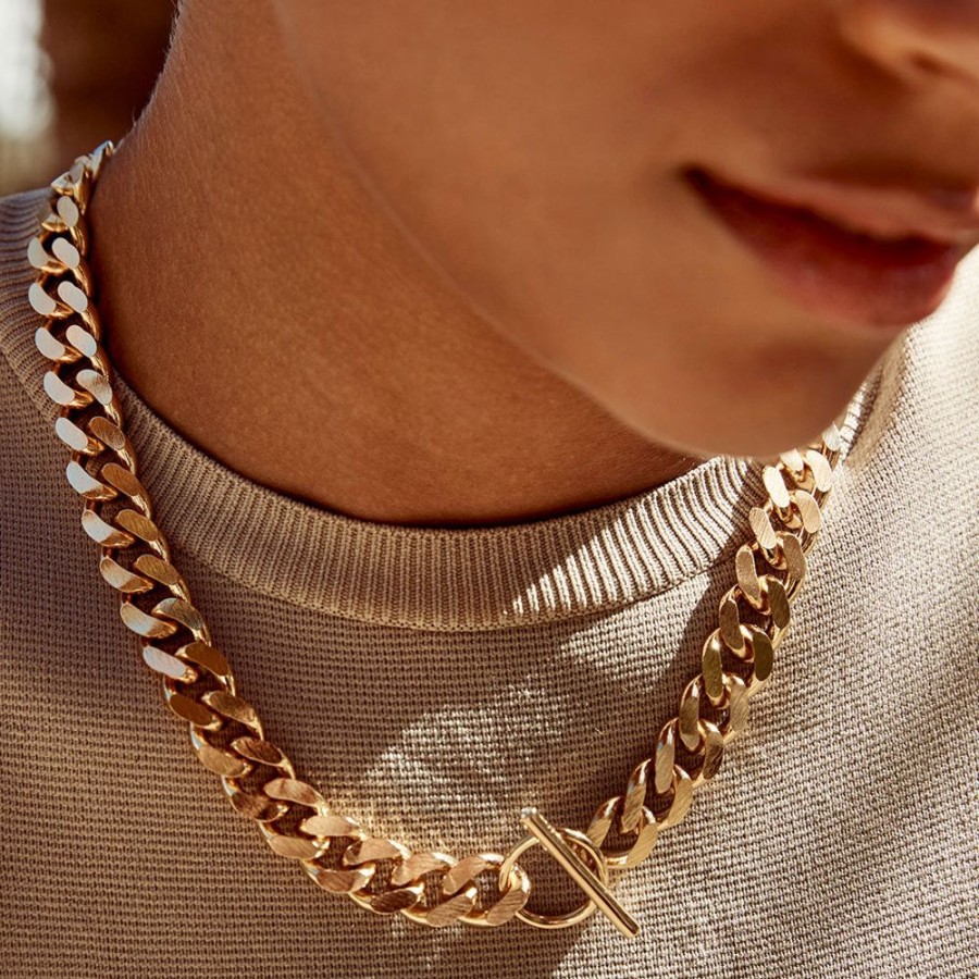 Jewelry FAIRLEY Silver & Gold | Chunky T-Bar Chain Necklace