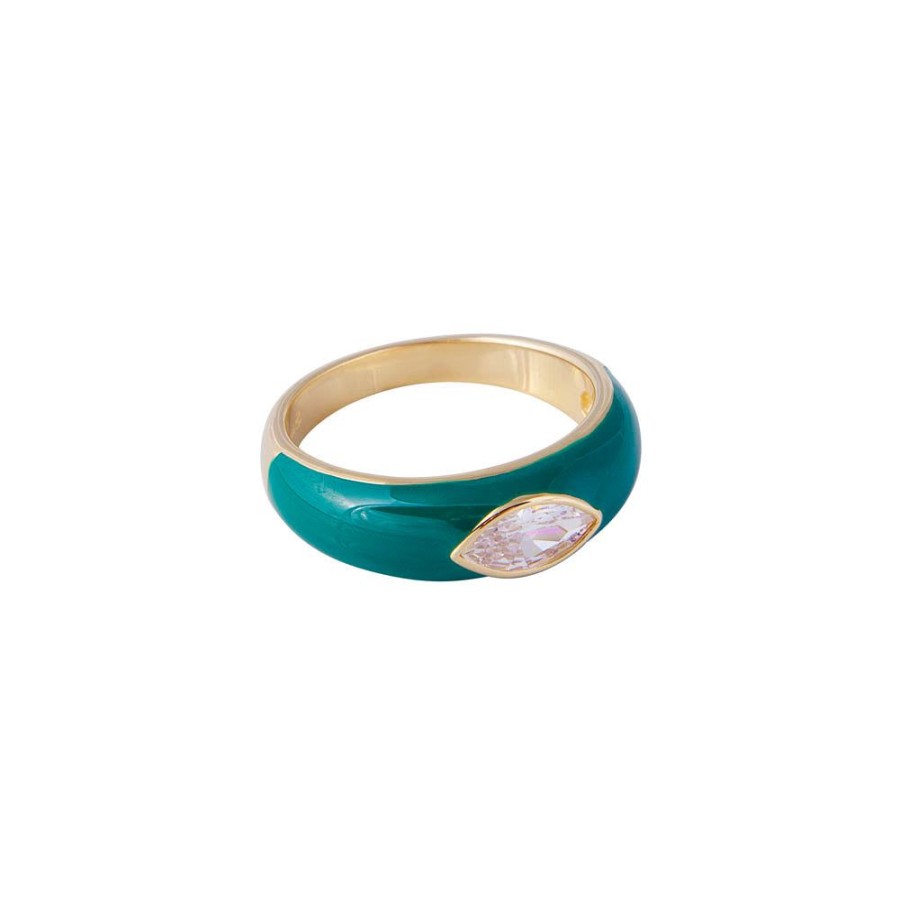 Jewelry FAIRLEY Crystal | Marine Enamel Marquise Ring