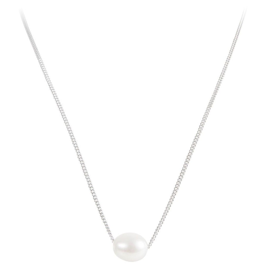 Jewelry FAIRLEY Pearl | Pearl Teardrop Necklace-Silver