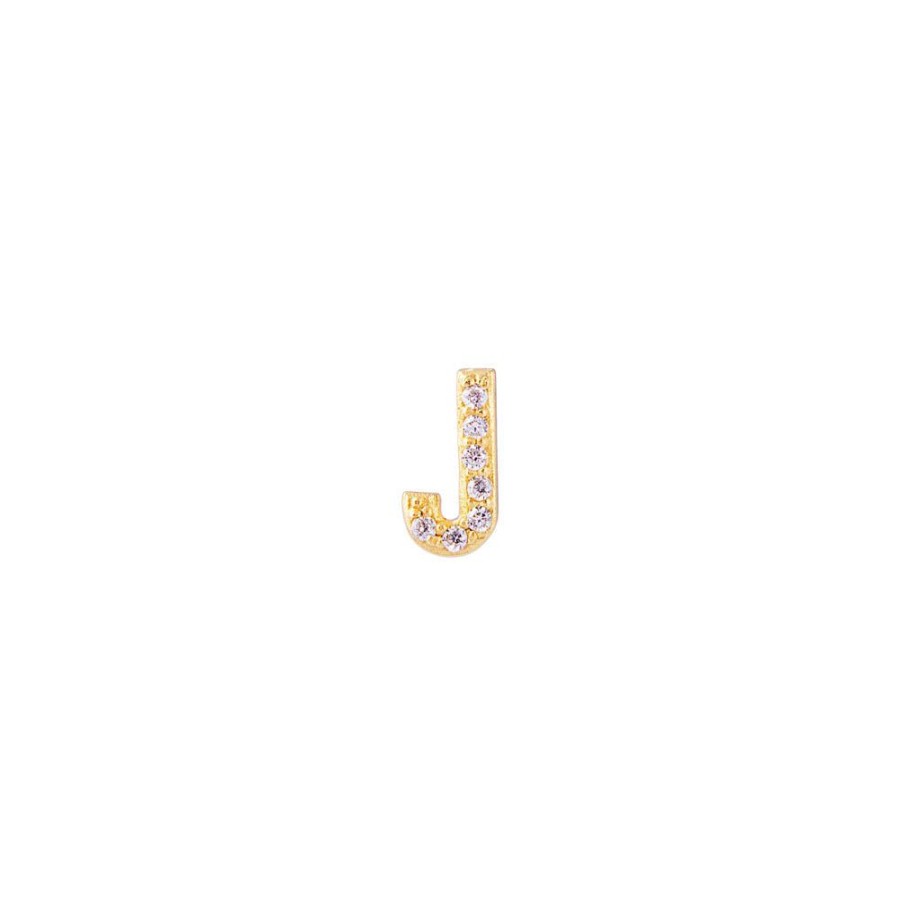 Jewelry FAIRLEY Letter Studs | Letter Pave Stud-J