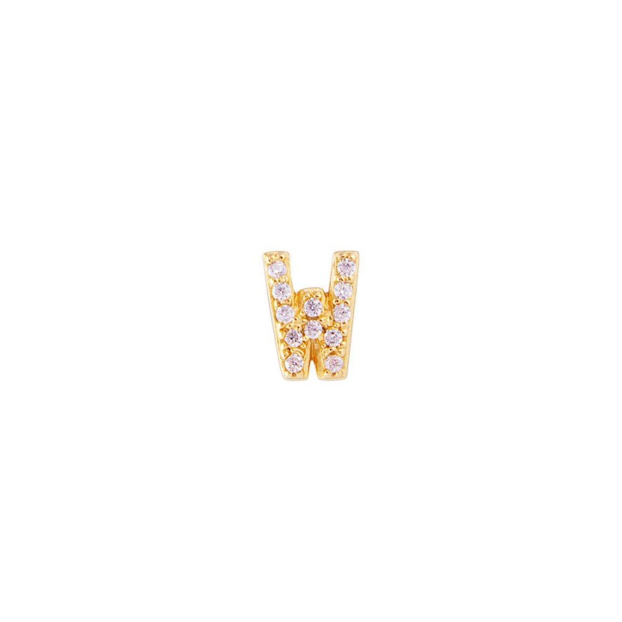 Jewelry FAIRLEY Letter Studs | Letter Pave Stud-W