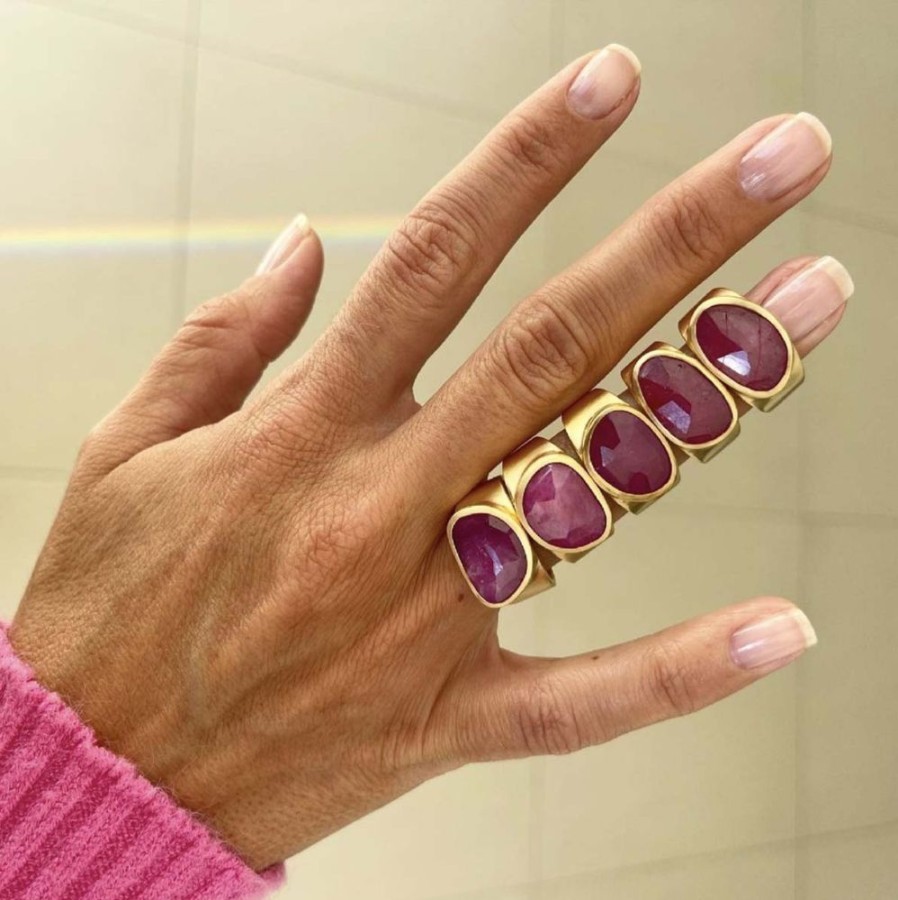 Jewelry FAIRLEY Gemstone | Free-Form Ruby Cocktail Ring