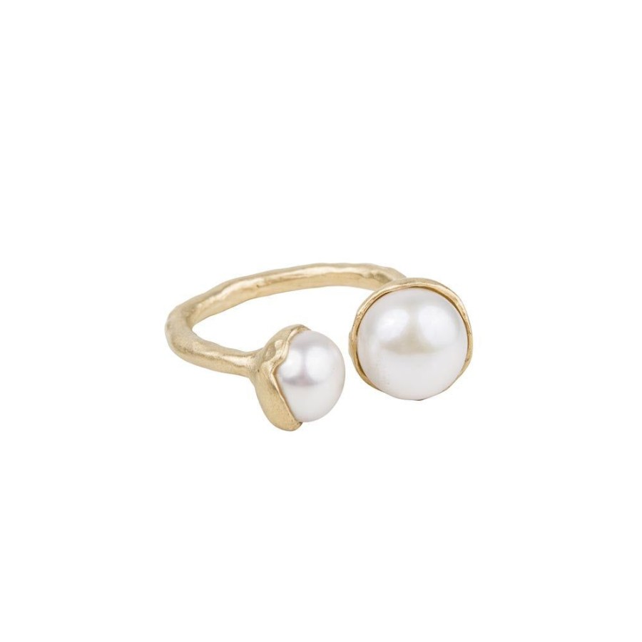 Jewelry FAIRLEY Pearl | Double Pearl Ring-Gold