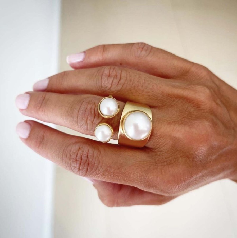 Jewelry FAIRLEY Pearl | Double Pearl Ring-Gold