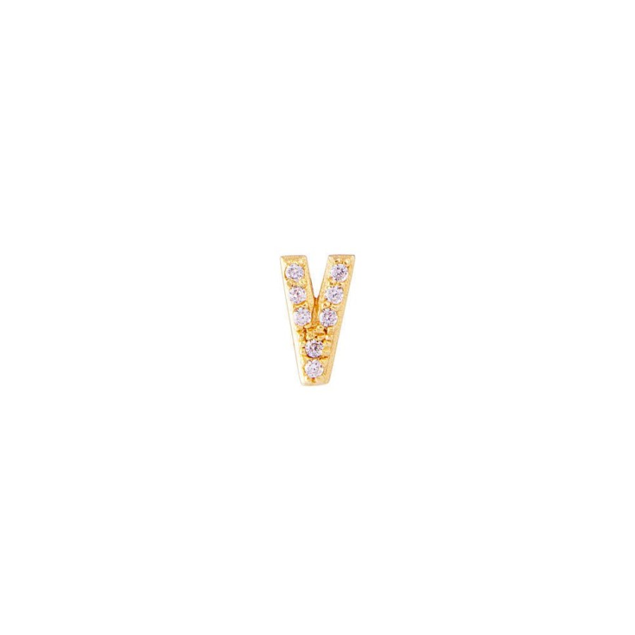 Jewelry FAIRLEY Letter Studs | Letter Pave Stud-V