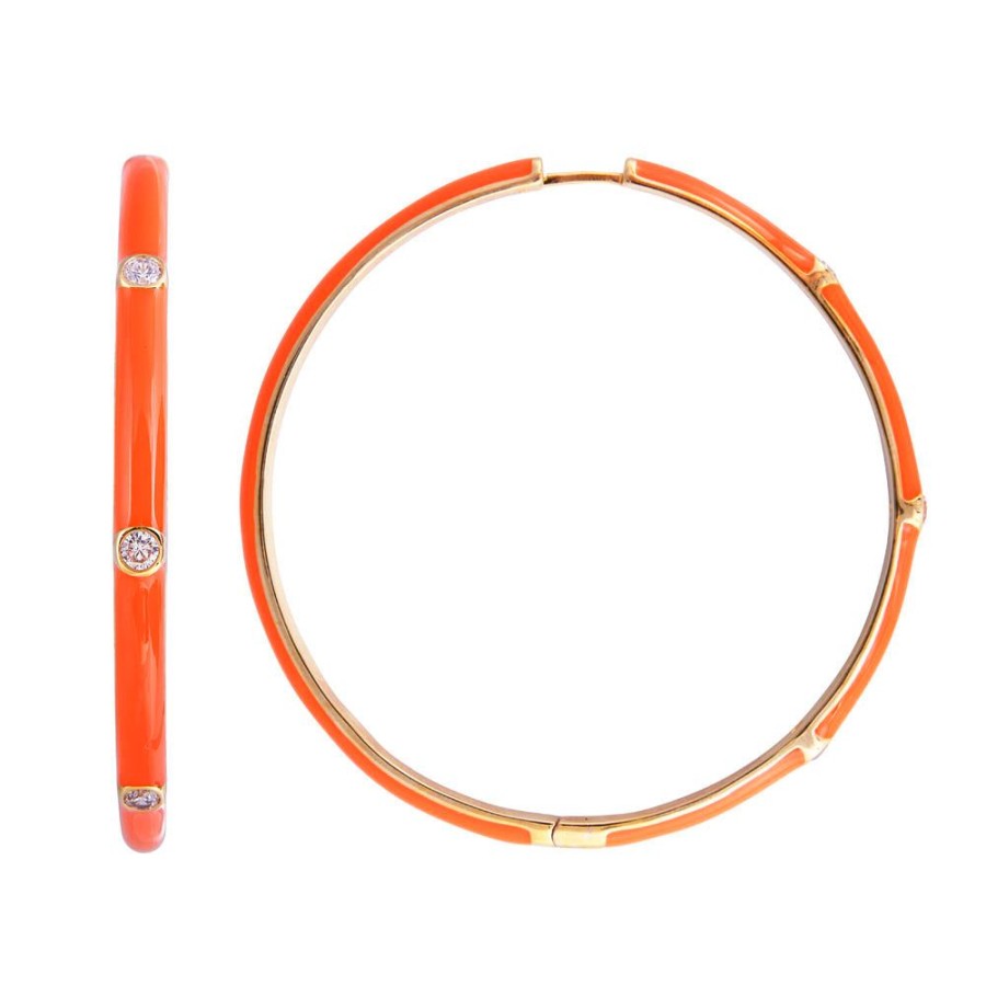 Jewelry FAIRLEY Crystal | Orange Enamel Diva Hoops