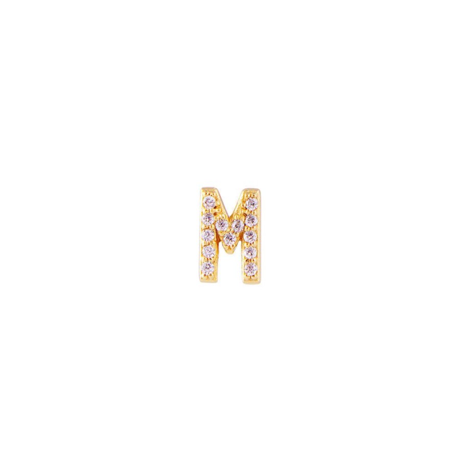 Jewelry FAIRLEY Letter Studs | Letter Pave Stud-M