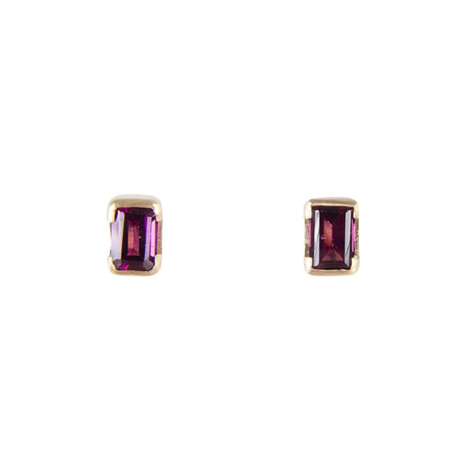 Jewelry FAIRLEY Birthstone Studs | January Birthstone Studs-Rhodolite