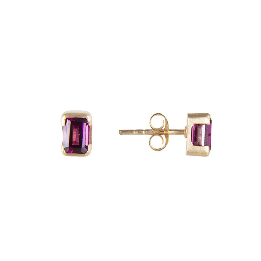 Jewelry FAIRLEY Birthstone Studs | January Birthstone Studs-Rhodolite