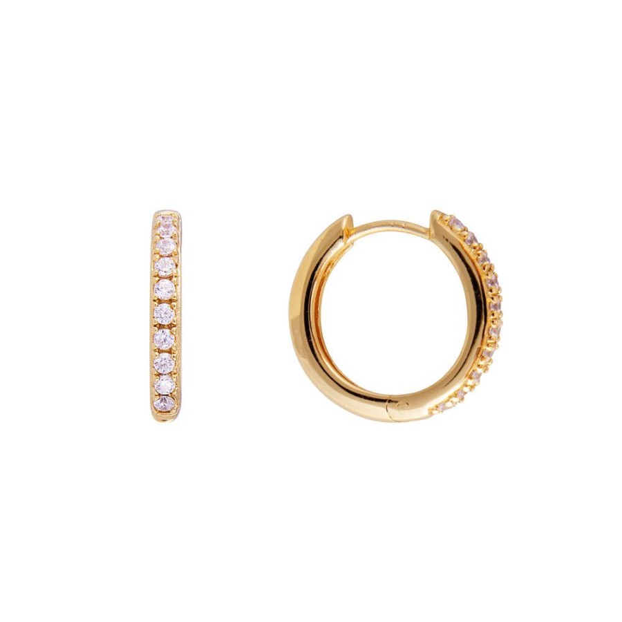 Jewelry FAIRLEY Huggies | White Pave Midi Hoops