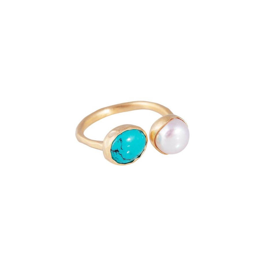 Jewelry FAIRLEY Gemstone | Pearl & Turquoise Ring