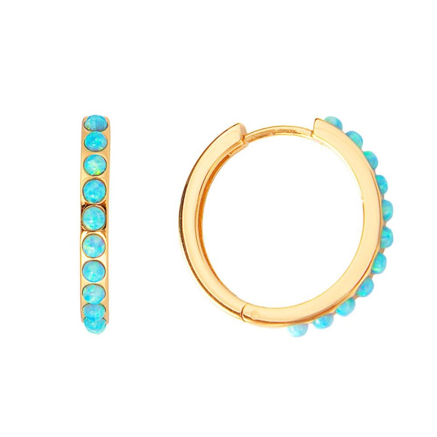 Jewelry FAIRLEY Huggies | Blue Opal Crystal Maxi Hoops