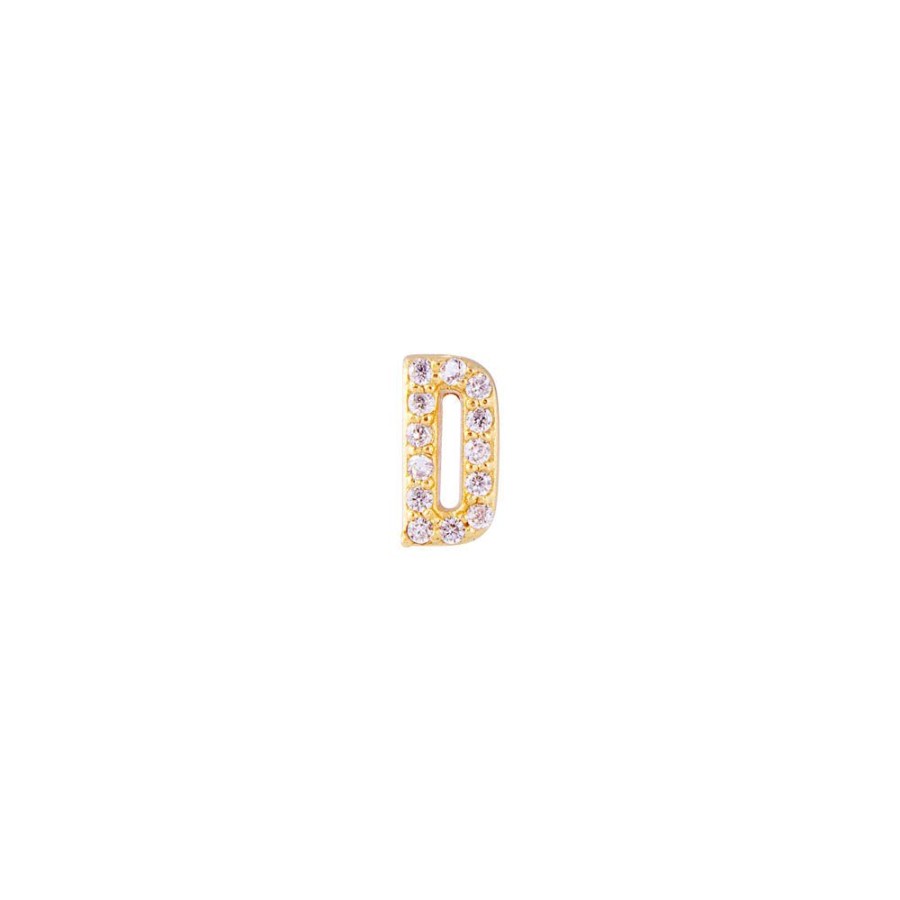 Jewelry FAIRLEY Letter Studs | Letter Pave Stud-D